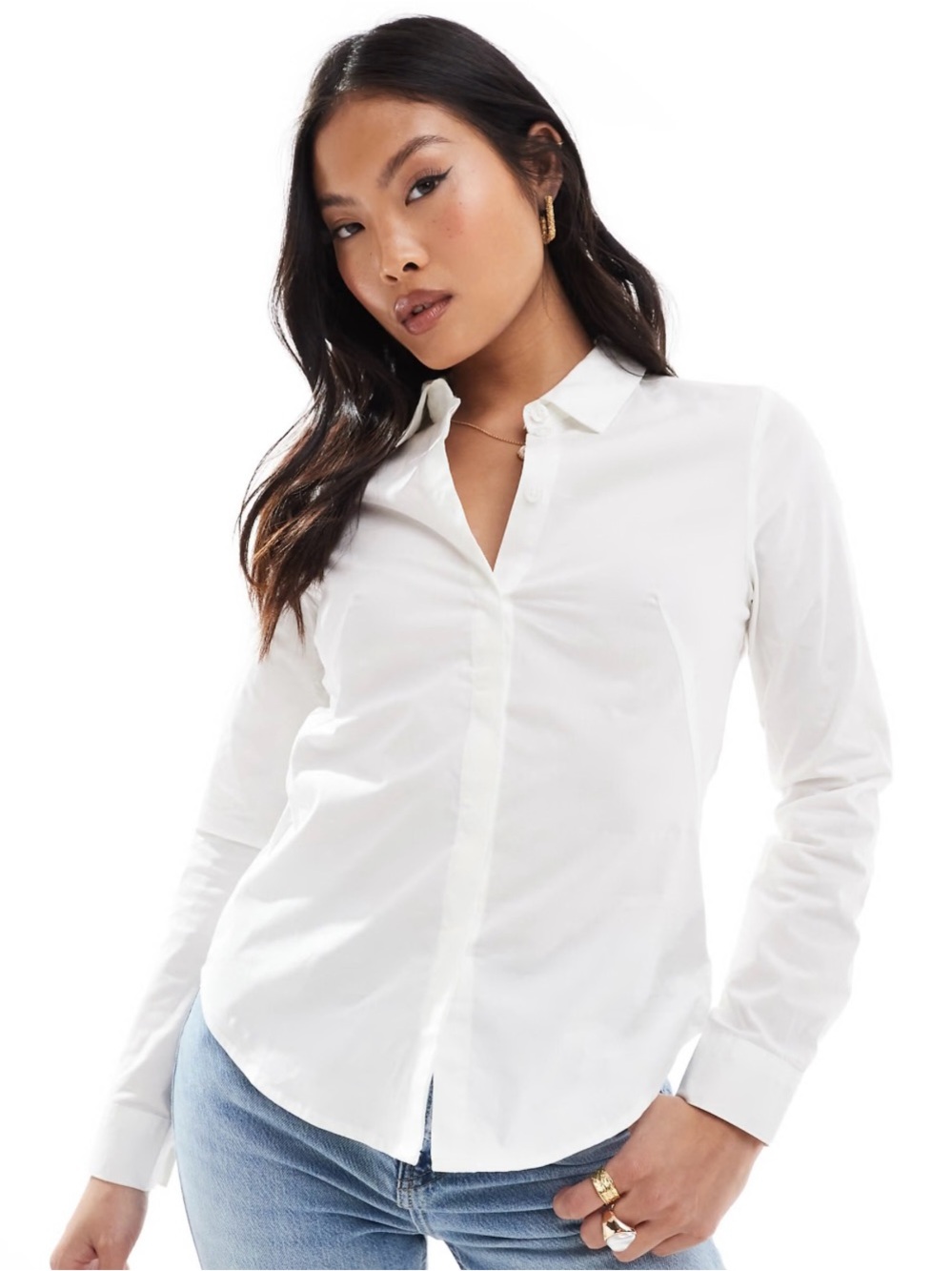 ASOS Petite White Fitted Button-Down Shirt